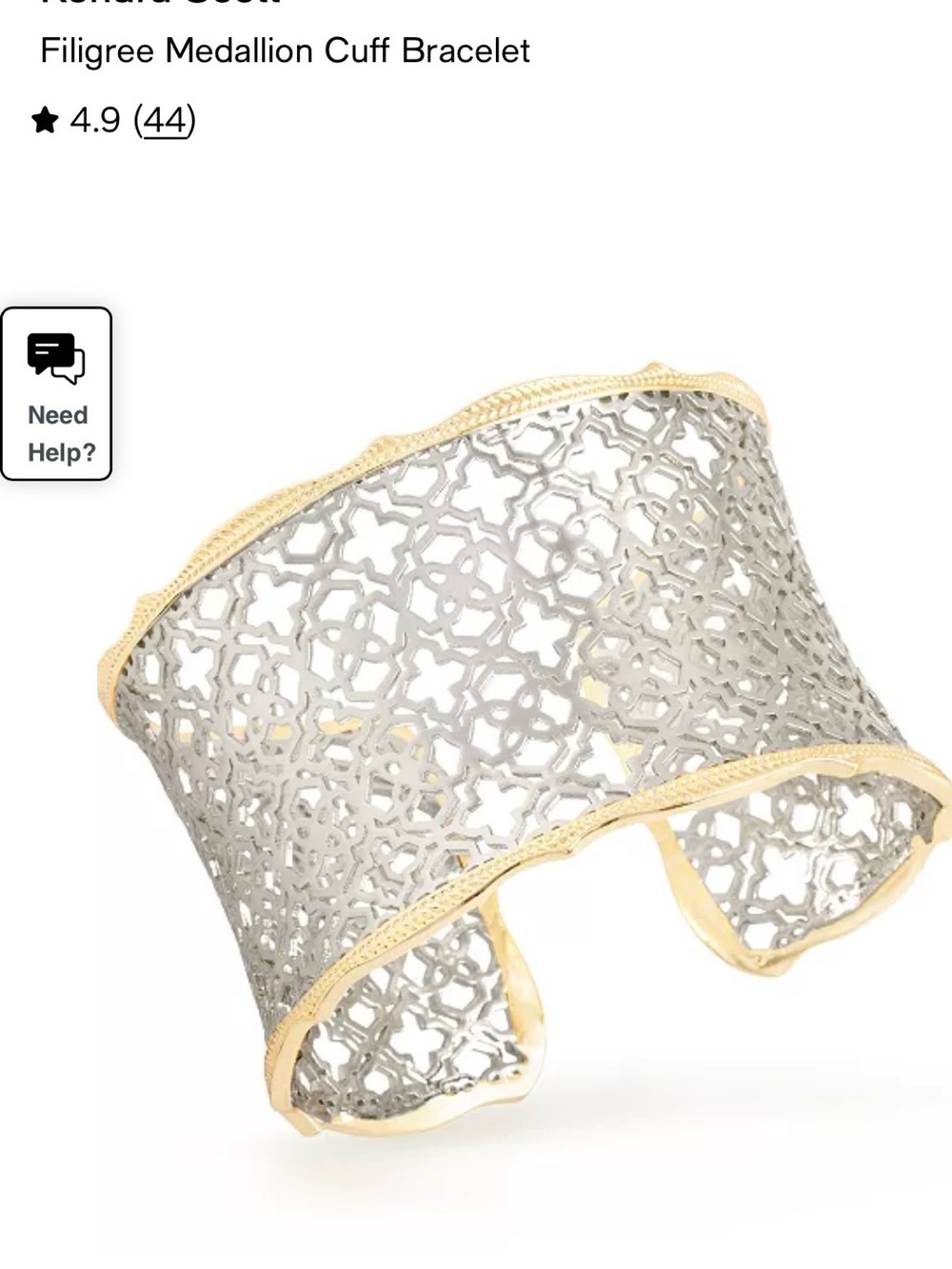 Kendra Scott Two-Tone Filigree Cuff Bracelet - Gold & Silver